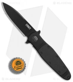 CRKT Bombastic Frame Lock Knife Black GFN (3.3" Black) K345KKSP -Blade HQ CRKT Bombastic Black Plain Edge BHQ 78172 er bottlecap