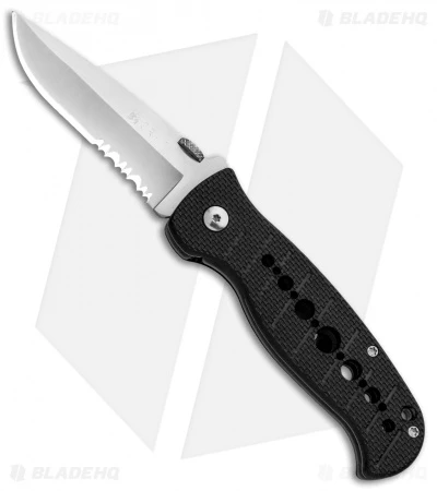 CRKT Crawford Falcon Liner Lock Knife Black Zytel (3" Satin Serr) 6242 1 CRKT Crawford Falcon Liner Lock Knife Black Zytel (3" Satin Serr) 6242
