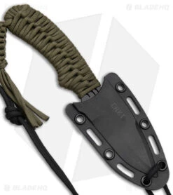 CRKT Crawford Thunder Strike Neck Knife Green Paracord (2.8" Black) 2032 -Blade HQ CRKT Crawford Thunder Strike Neck Green Paracord Black BHQ 27278 jr sheath