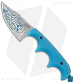 CRKT Folts Minimalist Bowie Cthulhu Neck Knife Blue GRN (2" Satin) 2387O