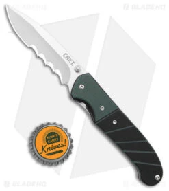 CRKT Ignitor Spring Assisted Knife Black & Green G-10 (3.38" Satin Serr) 6855 -Blade HQ CRKT Ignitor SA Black and Green G 10 Satin Serr BHQ 4147 jr bottlecap