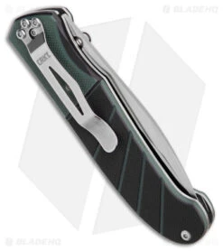 CRKT Ignitor Spring Assisted Knife Black & Green G-10 (3.38" Satin Serr) 6855 -Blade HQ CRKT Ignitor SA Black and Green G 10 Satin Serr BHQ 4147 jr side