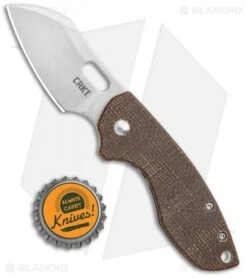 CRKT Pilar Frame Lock Knife Brown Linen Micarta BHQ Exclusive (2.4" Stonewash) -Blade HQ CRKT Pilar FL Linen Micarta SW BHQ 113630 jr bottlecap