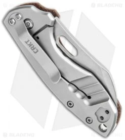 CRKT Pilar Frame Lock Knife Brown Linen Micarta BHQ Exclusive (2.4" Stonewash) -Blade HQ CRKT Pilar FL Linen Micarta SW BHQ 113630 jr side