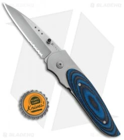CRKT Viele Wasp Liner Lock Knife Black/Blue G-10 (2.8" Bead Blast Serr) 8012 -Blade HQ CRKT Viele Wasp LL Black Blue G 10 BB Serr 8012 BHQ 87017 jr bottlecap